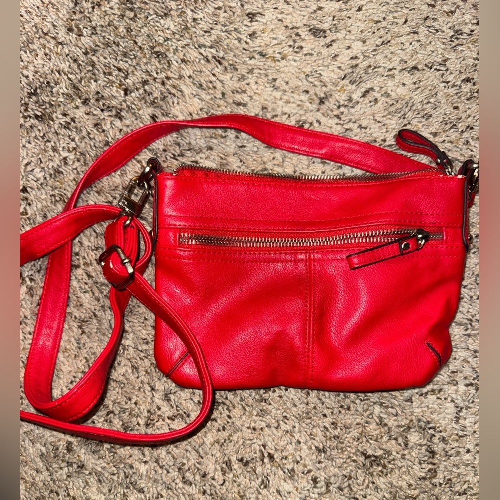 Merona Red Leatherette Crossbody Bag